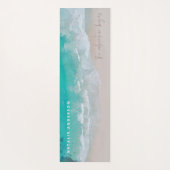 Tapis De Yoga plage de sable tropical océan l'aventure commence (Dos)