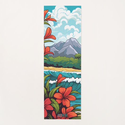 Tapis De Yoga Plage hawaïenne tropicale et Fleurs Yoga Mat (Devant)