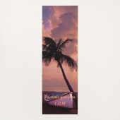 Tapis De Yoga Plage, Sable, Palmier, Coucher de soleil, Message  (Dos)