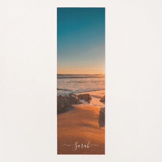 Tapis De Yoga Plage Sunset Sea Pittoresque Personnalisé (Devant)