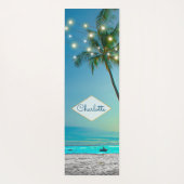 Tapis De Yoga Plage tropicale Éclairage Palmiers Nom propre (Dos)