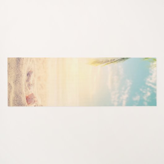 Tapis De Yoga Plage tropicale, Palmier, Sable, Coquillages - Per (Dos (Horizontal))