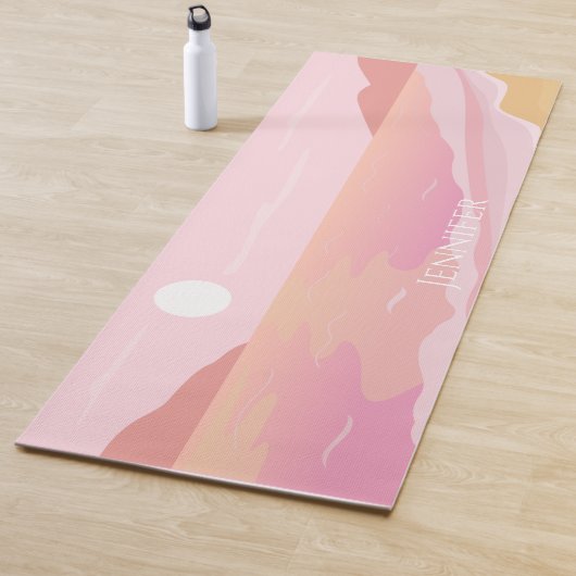 Tapis De Yoga Plage tropicale rose et Terracotta (En situation)
