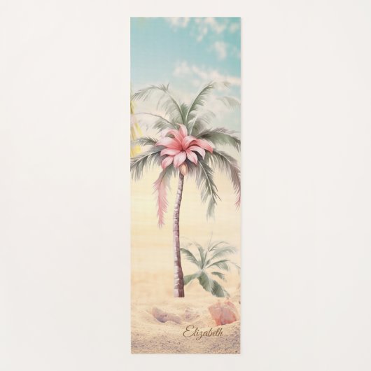 Tapis De Yoga Plage tropicale, Sable, Coquillages, Palm (Devant)
