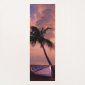 Tapis De Yoga Plage tropicale, Sable, Palmier, Bateau, Coucher d (Dos)