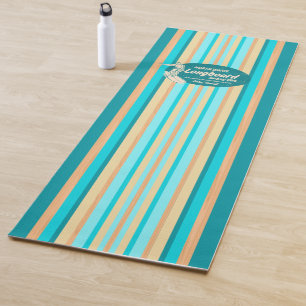 Tapis De Yoga Planche de surf Pipeline Hawaïenne rayée sarcelle