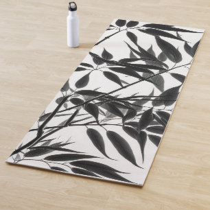 Tapis De Yoga Plante en bambou noir et blanc