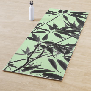 Tapis De Yoga Plante en bambou noir et vert menthe