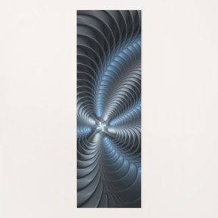Tapis De Yoga Plastique bleu gris 3D Fractal Art moderne Abstrai