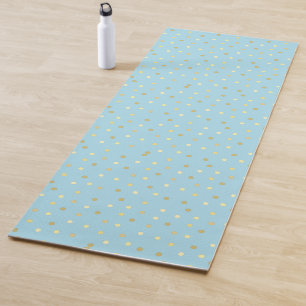 Tapis De Yoga Points Confetti en Or Bleu Pastel