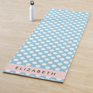 Tapis De Yoga Pois Bleus, Motif Polka Dot, Votre Nom