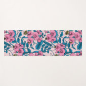 Tapis De Yoga Pois doux et bourdons, rose et bleu (Devant (Horizontal))