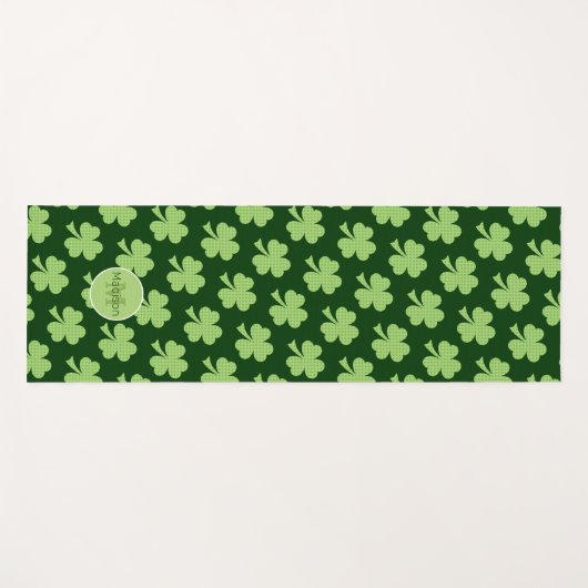 Tapis De Yoga Pois shamrocks Ladybug motif vert Monogramme (Devant (Horizontal))