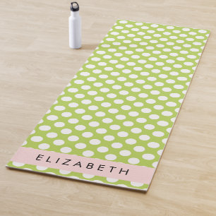 Tapis De Yoga Pois verts, Motif Pointe Polka, Votre Nom