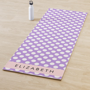 Tapis De Yoga Pois violets, Motif Pointe Polka, Votre Nom