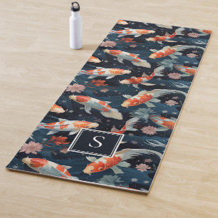 Tapis De Yoga Poisson Koi japonais d'inspiration monogramme