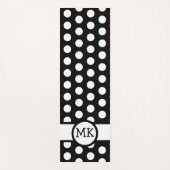 Tapis De Yoga Polka noir et blanc mignon Monogramme (Devant)