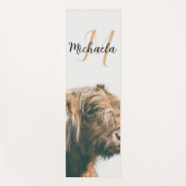 Tapis De Yoga Portrait de vache Highland nom personnalisé monogr (Devant)