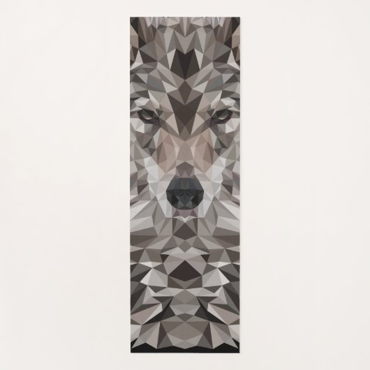 Tapis De Yoga Portrait géométrique du loup gris (Devant)