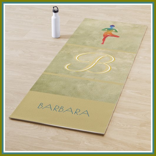 Tapis De Yoga Pose de l'arbre du nom du monogramme personnalisé
