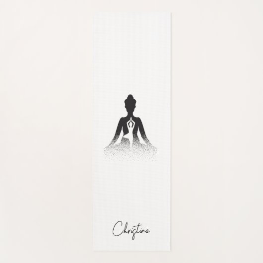 Tapis De Yoga Pose de Yoga noir blanc avec nom personnalisé (Devant)
