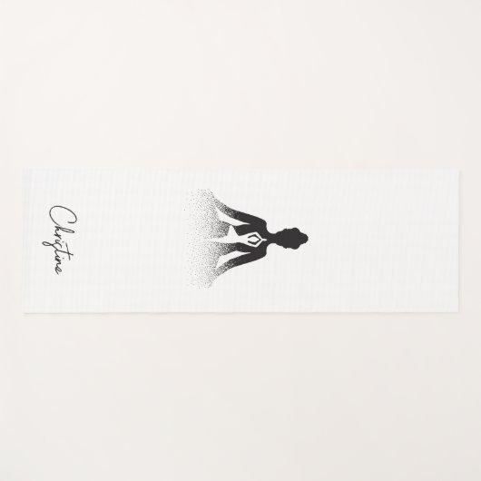 Tapis De Yoga Pose de Yoga noir blanc avec nom personnalisé (Devant (Horizontal))
