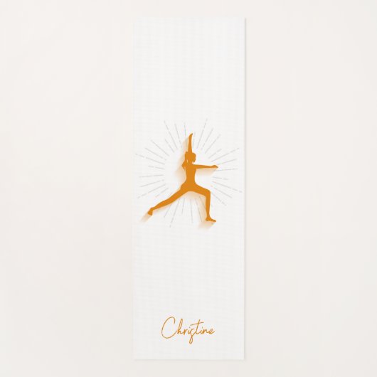 Tapis De Yoga Pose de Yoga Orange-Blanc avec nom personnalisé (Devant)