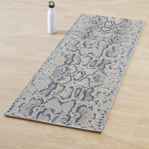 Tapis De Yoga Poster de animal de peau de serpent gris et bleu