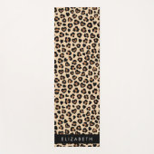 Tapis De Yoga Poster de animal, Léopard Brown, Coeurs, Votre Nom (Devant)