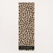 Tapis De Yoga Poster de animal, Léopard Brown, Coeurs, Votre Nom (Dos)