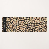 Tapis De Yoga Poster de animal, Léopard Brown, Coeurs, Votre Nom (Devant (Horizontal))