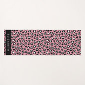Tapis De Yoga Poster de animal, Léopard Rose, Coeurs, Votre Nom (Devant (Horizontal))
