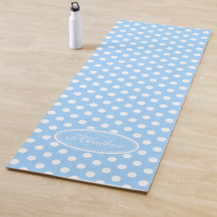 Tapis De Yoga Pot de yoga bleu clair polka blanc