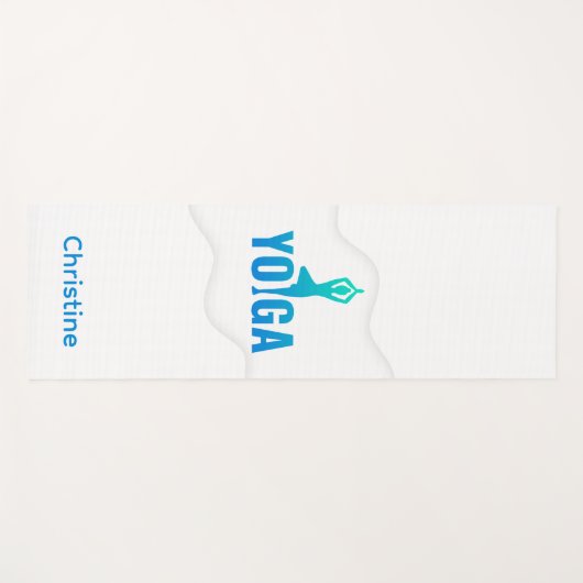 Tapis De Yoga Pot de yoga vert-bleu et nom personnalisé (Devant (Horizontal))
