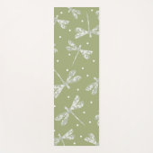 Tapis De Yoga Pots blancs et libellules vert olive (Devant)