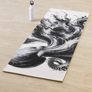 Tapis De Yoga Poulpe Kraken Fluide Encre Abstraite