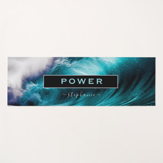 Tapis De Yoga Power Inspiration Word Ocean Wave (Devant (Horizontal))