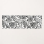 Tapis De Yoga Pré Dandelion en noir et blanc (Devant (Horizontal))