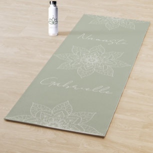 Tapis De Yoga Pretty Sage Green Elegant Mandala Namaste Personne