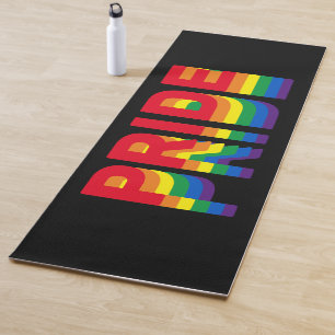 Tapis De Yoga Pride lgbt lgbtq queer gay rainbow retro black