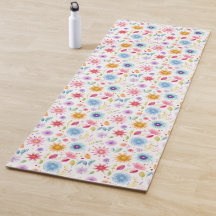 Purple Blue Pink Boho Wildflower Yoga Mat