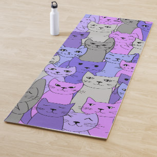 Tapis De Yoga Purple Chats Design Yoga Mat