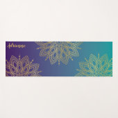 Tapis De Yoga Purple Turquoise Gradient Faux Gold Mandala (Devant (Horizontal))
