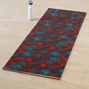 Tapis De Yoga Quadriculados riscados em azul claro, cor vermelho