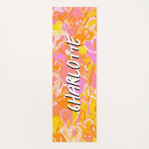 Tapis De Yoga Radiance rétro : Graffiti jaune orange et rose