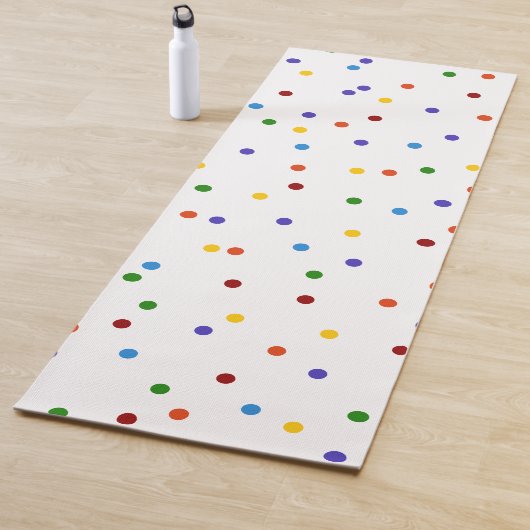 Tapis De Yoga Rainbow Confetti Polka Dot double face (En situation)