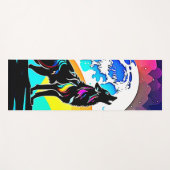 Tapis De Yoga Rainbow Lunar Wolf Howl Art (Devant (Horizontal))