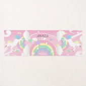 Tapis De Yoga Rainbow Pink Unicorn (Devant (Horizontal))