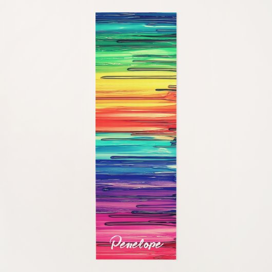 Tapis De Yoga Rainbow Script Writing Custom Name (Devant)