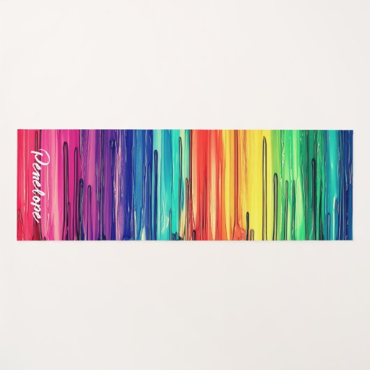 Tapis De Yoga Rainbow Script Writing Custom Name (Devant (Horizontal))